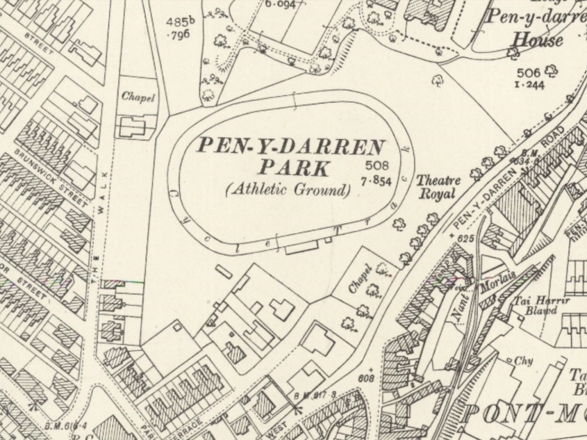 Merthyr Tydfil - Penydarren Park : Map credit National Library of Scotland